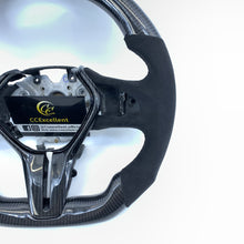 Load image into Gallery viewer, CCExcellent For Infiniti Q60 Carbon Fiber Steering Wheel with white Alcantara and black stitching and airbag cover
