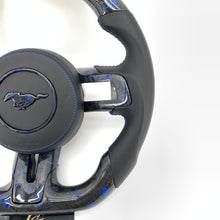 Load image into Gallery viewer, CCExcellent For 2018–2023 Ford Mustang Forged Carbon Fiber Steering Wheel with White Flakes and White Airbag Cover Deposit
