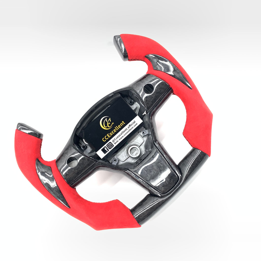 CCExcellent for tesla model3 2017-2020 carbon fiber steering wheel F1 shape