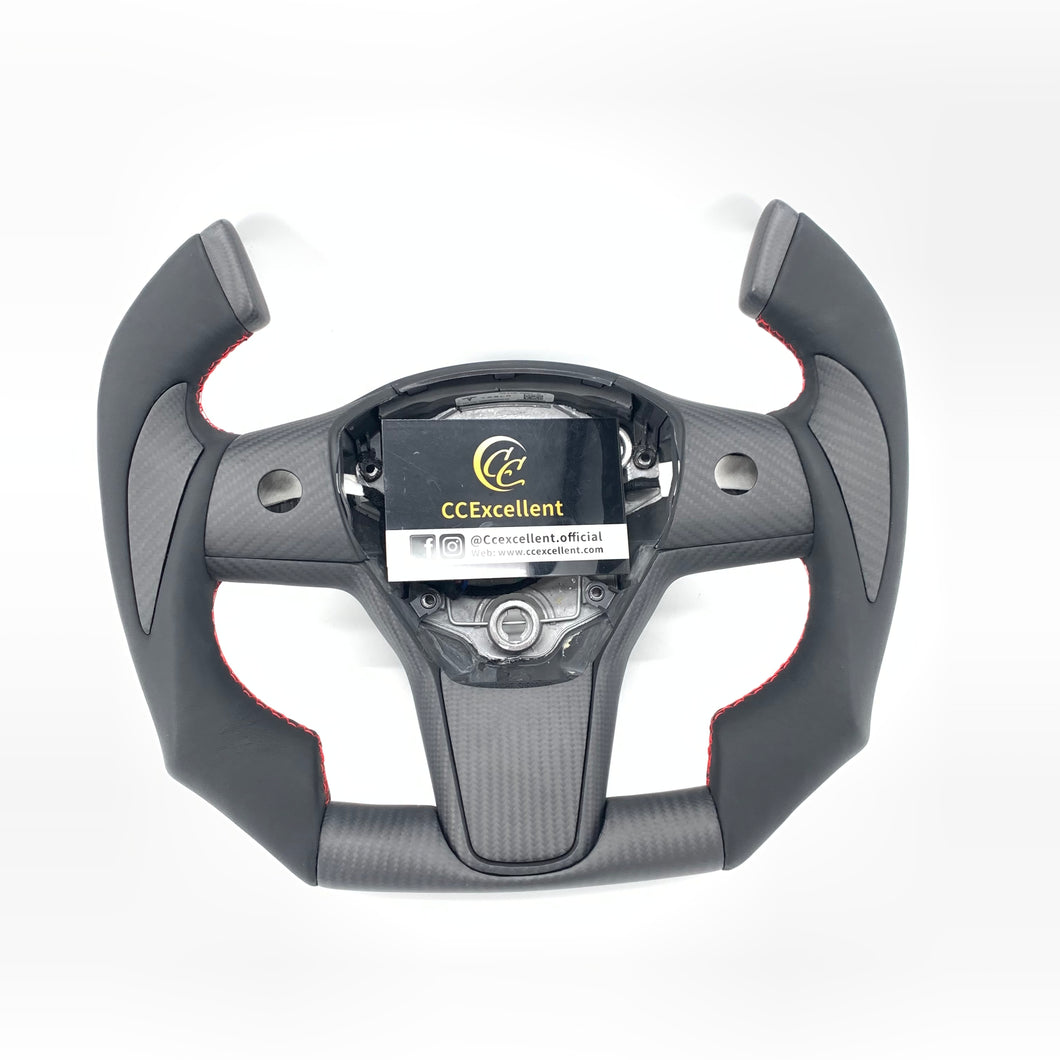 CCExcellent for tesla model3 2017-2020 carbon fiber steering wheel F1 shape