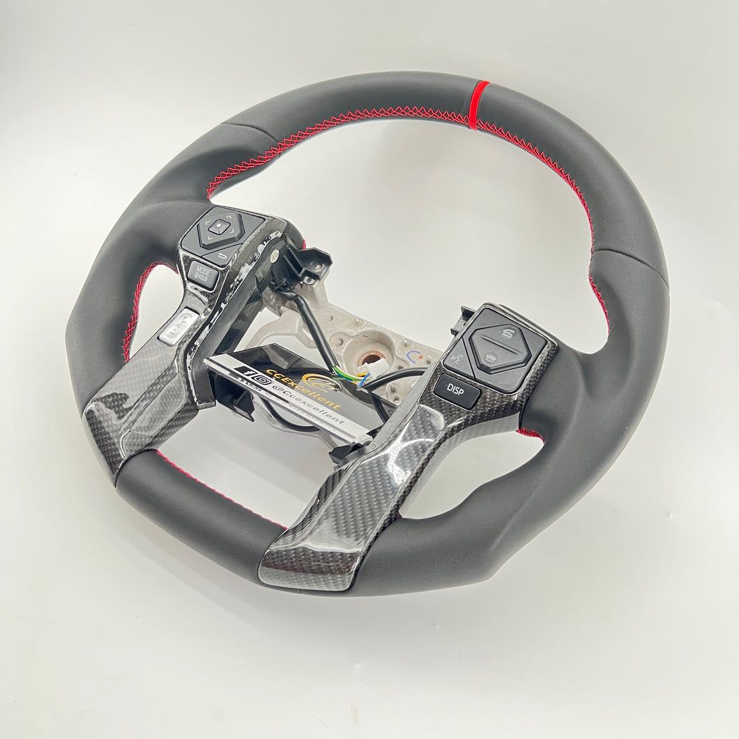 CCExcellent for Toyota Tundra  2018-2020 carbon fiber steering wheel red stitching