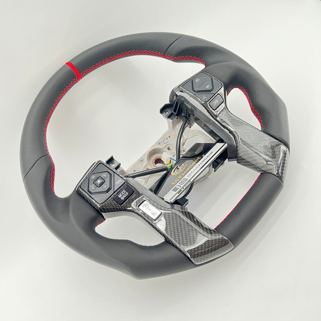 CCExcellent for Toyota Tundra  2018-2020 carbon fiber steering wheel red stripe