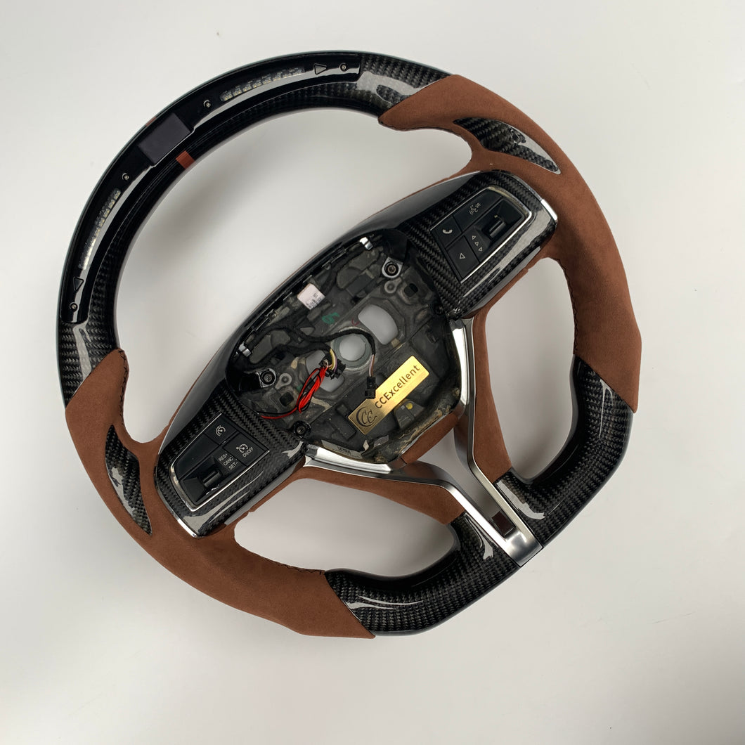 CCexcellent  For Maserati Quattroporte GTS 2013 2014 2015 2016 2017 2018 2019 carbon fiber steering wheel with LED at the top