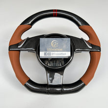 Load image into Gallery viewer, CCexcellent For Porsche Panamera 2009 2010 2011 2012 2013 2014 2015 2016 carbon fiber steering wheel  with brown perforated leather sides
