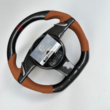 Load image into Gallery viewer, CCexcellent For Porsche Panamera 2009 2010 2011 2012 2013 2014 2015 2016 carbon steering wheel with brown perforated leather sides
