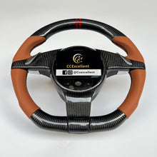 Load image into Gallery viewer, CCexcellent For Porsche Panamera 2009 2010 2011 2012 2013 2014 2015 2016 carbon steering wheel with brown perforated leather sides
