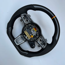 Load image into Gallery viewer, CCexcellent For Porsche Boxster &amp; 718 Boxster Models  2013 2014 2015 2016 2017 2018 2019 2020 2021 2022 2023  carbon fiber steering wheel with black perforated leather sides
