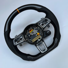 Load image into Gallery viewer, CCexcellent For Porsche Boxster &amp; 718 Boxster Models  2013 2014 2015 2016 2017 2018 2019 2020 2021 2022 2023  carbon fiber steering wheel with black perforated leather sides
