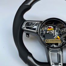 Load image into Gallery viewer, CCexcellent For Porsche Boxster &amp; 718 Boxster Models  2013 2014 2015 2016 2017 2018 2019 2020 2021 2022 2023  carbon fiber steering wheel with black perforated leather sides

