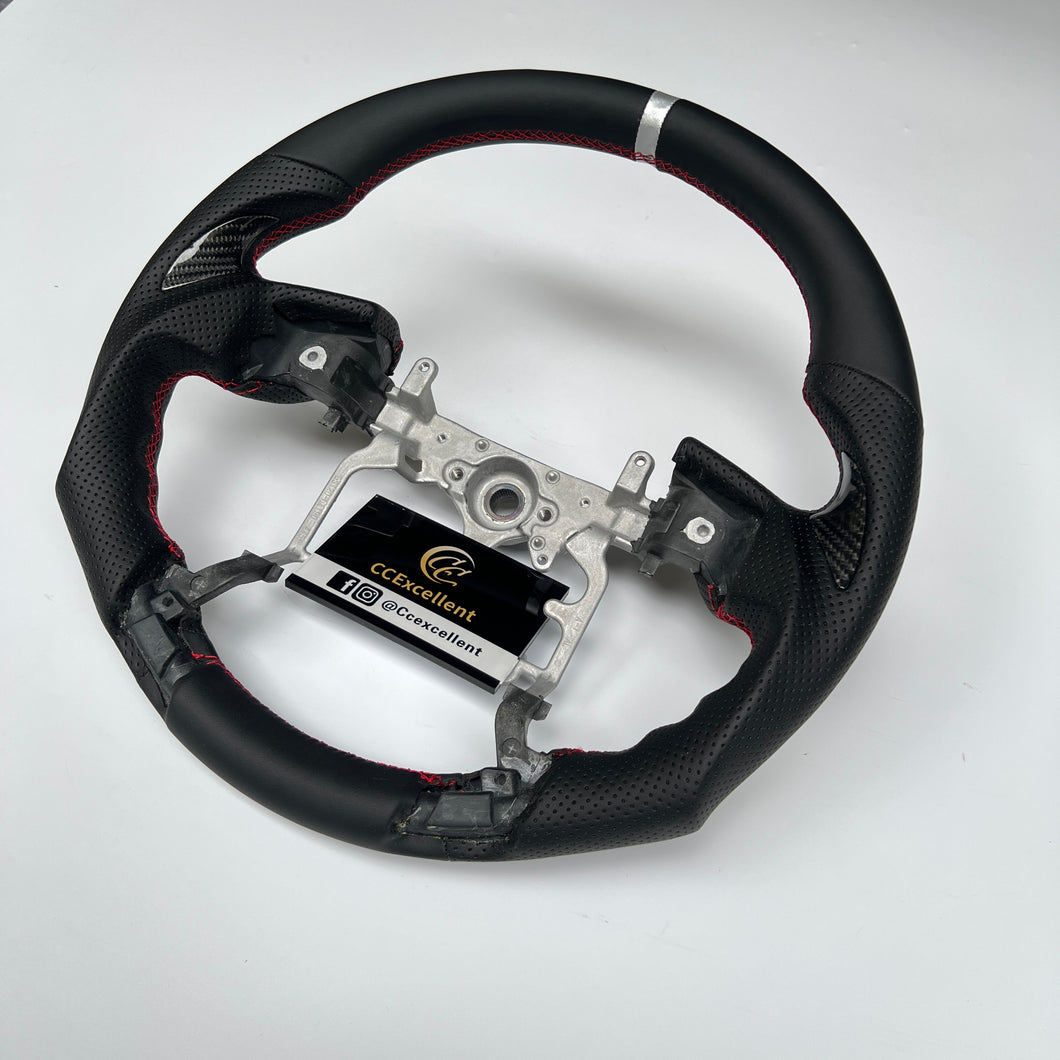 CCExcellent for Toyota Tundra  2014-2020 carbon fiber steering wheel white thumbgrips