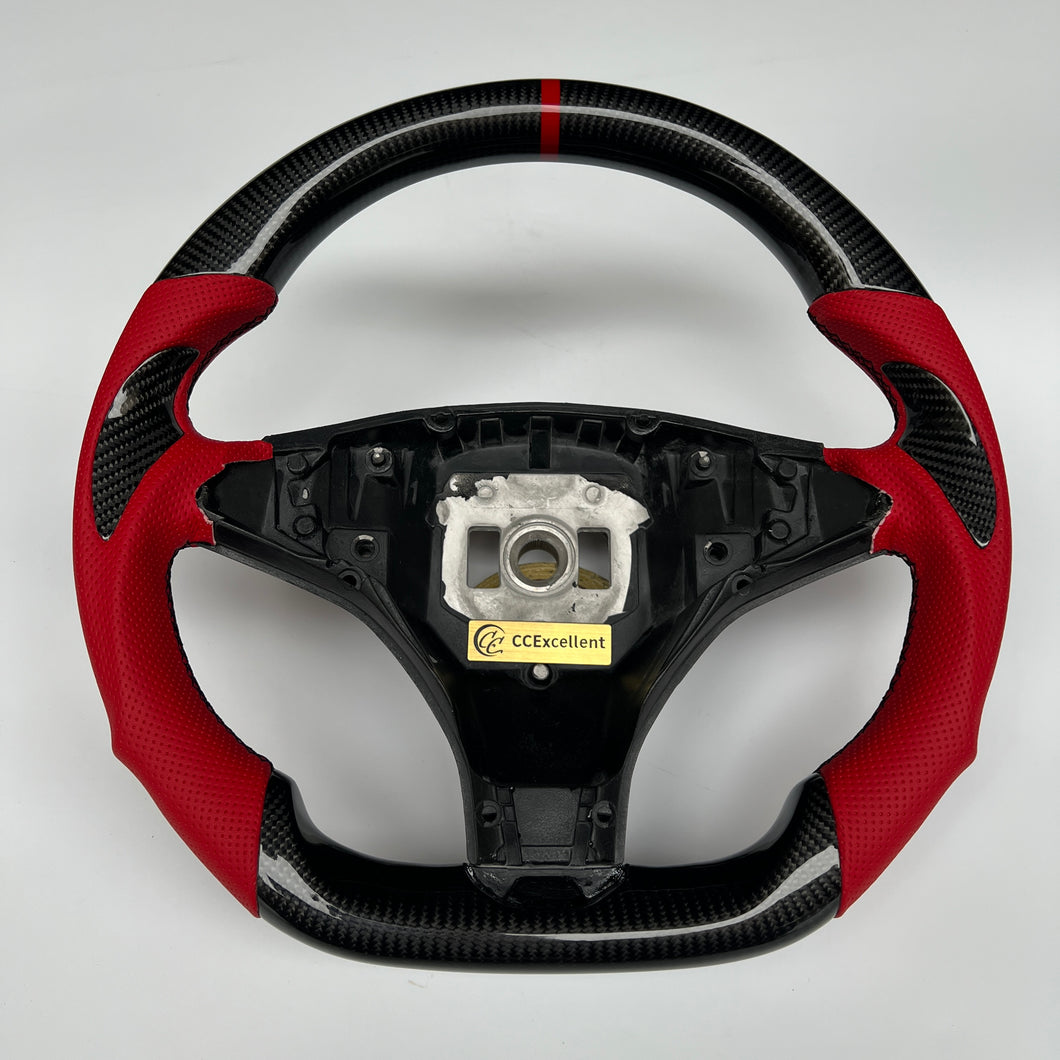 CCexcellent For Tesla Model X carbon fiber steering wheel with black carbon thumb grips