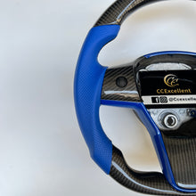 Load image into Gallery viewer, CCexcellent For Tesla Model Y carbon fiber steering wheel with blue perforated leather

