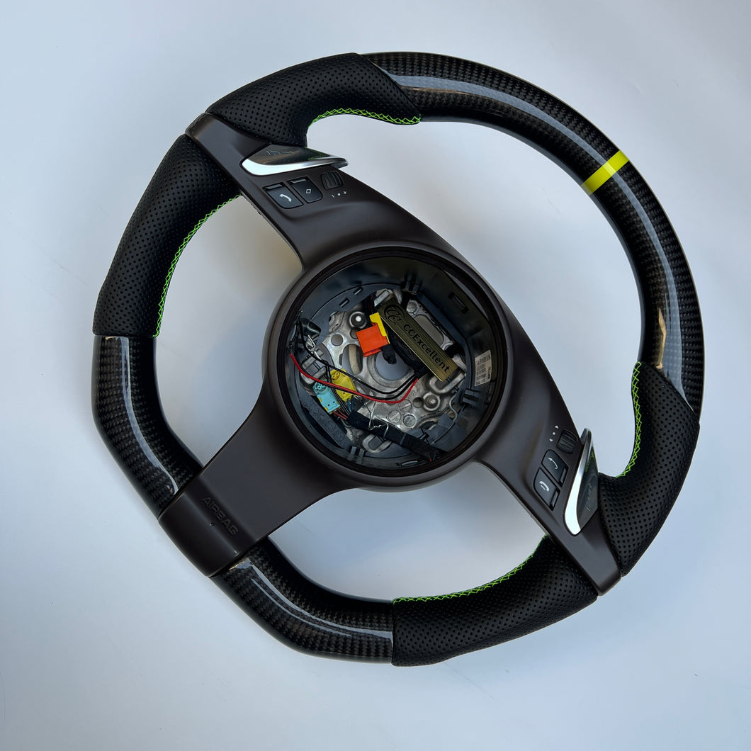 CCexcellent  For Porsche Boxster models  2013 2014 2015 2016 carbon steering wheel with black perforated leather sides