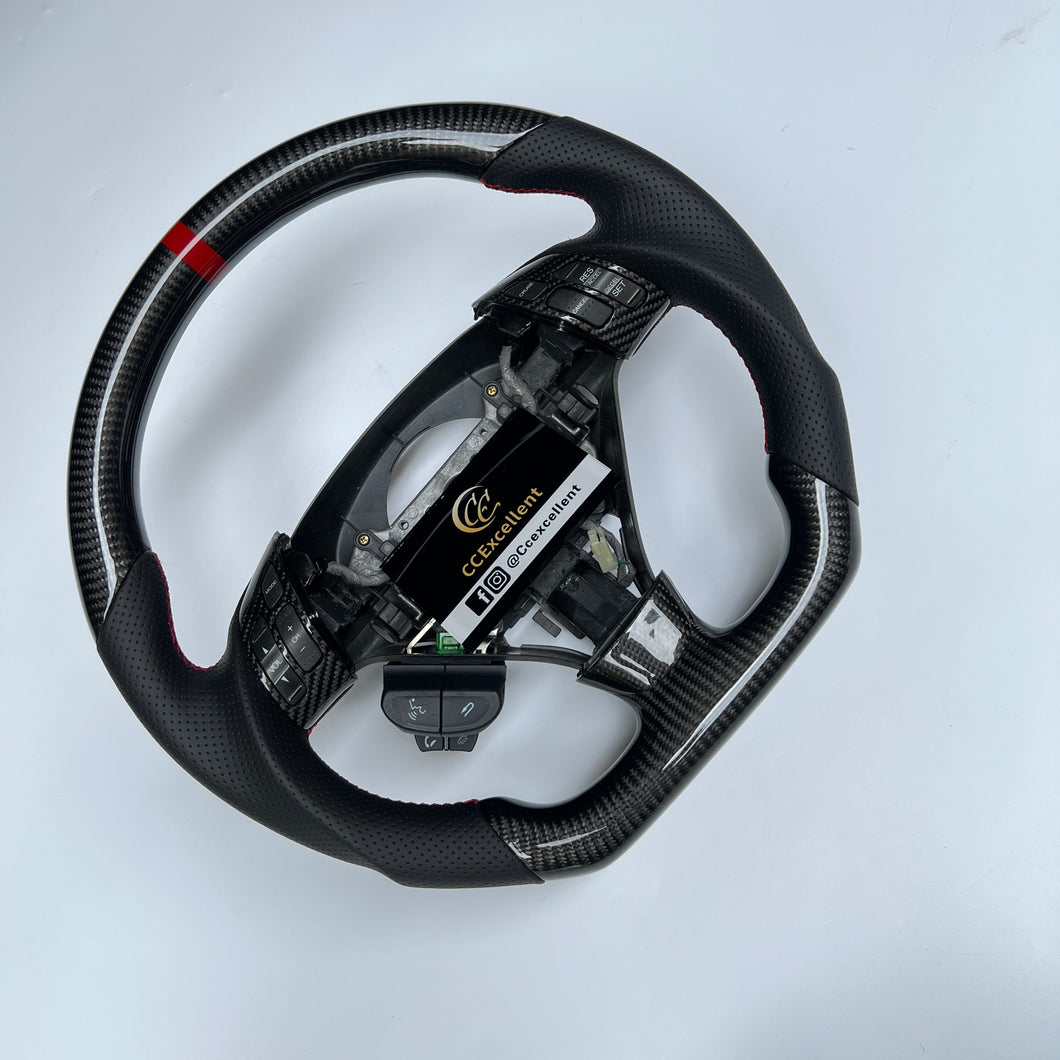 CCexcellent  For Acura TSX 2004 2005 2006 2007 2008 carbon  fiber steering wheel with black perforated leather sides