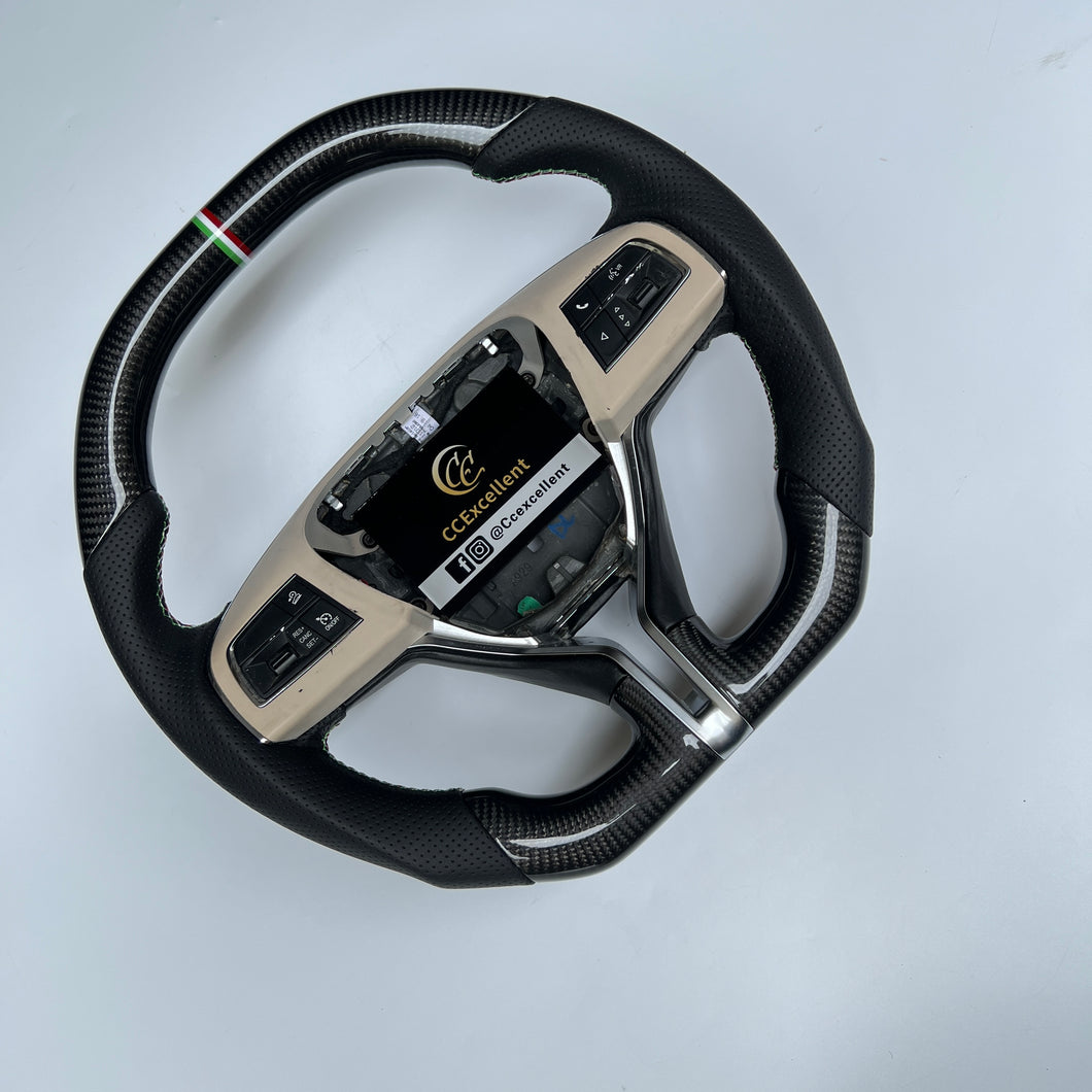 CCexcellent  For MASERATI GHIBLI M157 2014 2015 2016 2017 2018 2019 carbon fiber steering wheel with black perforated leather sides