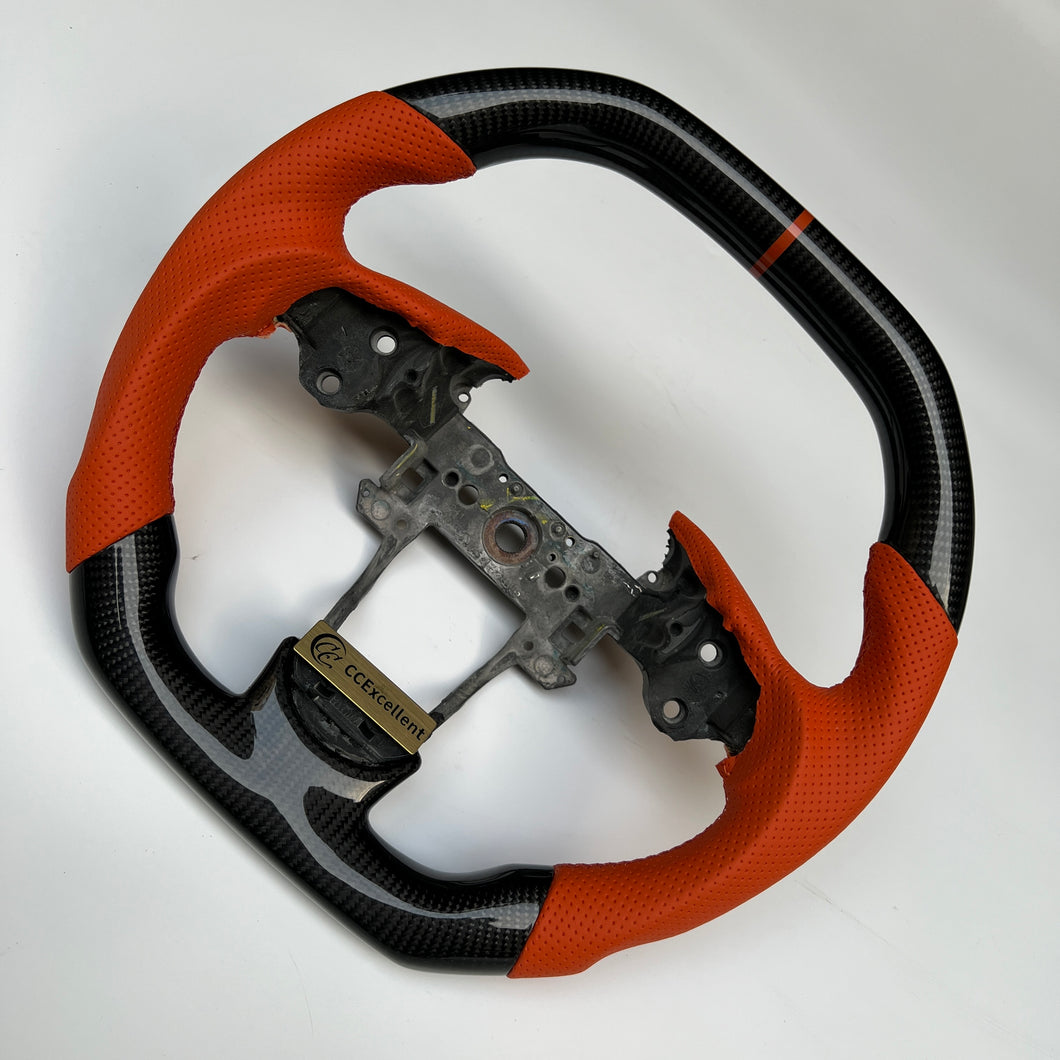 CCexcellent  For Acura ZDX 2009 2010 2011 2012  carbon steering wheel with brown perforated leather sides