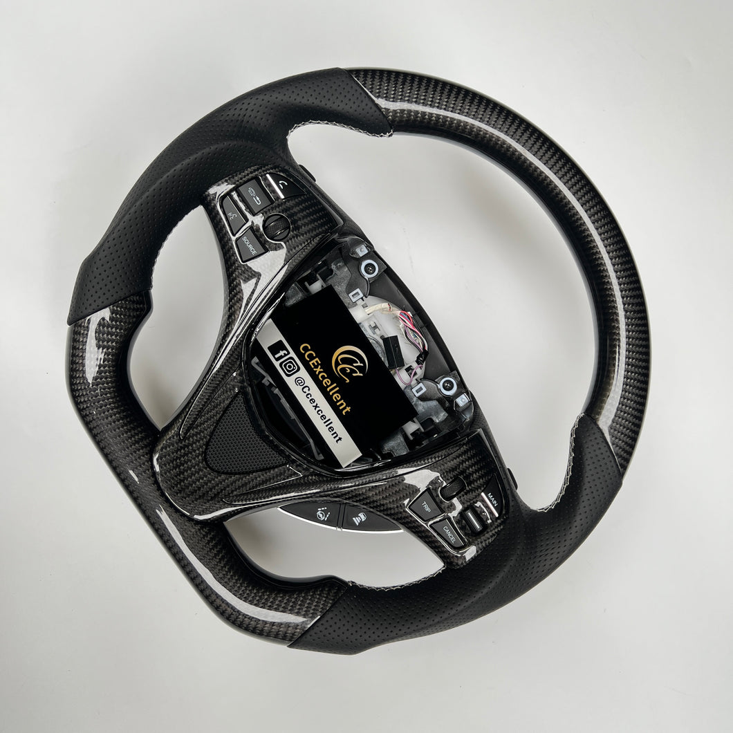 CCexcellent  For Acura MDX 2018 2019 2020 2021 2022 carbon  fiber steering wheel with black perforated leather sides
