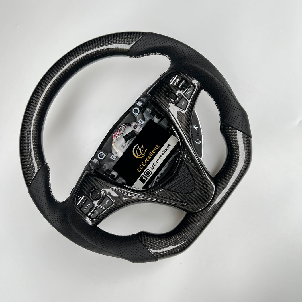 CCexcellent  For Acura MDX 2018 2019 2020 2021 2022 carbon  fiber steering wheel with black perforated leather sides