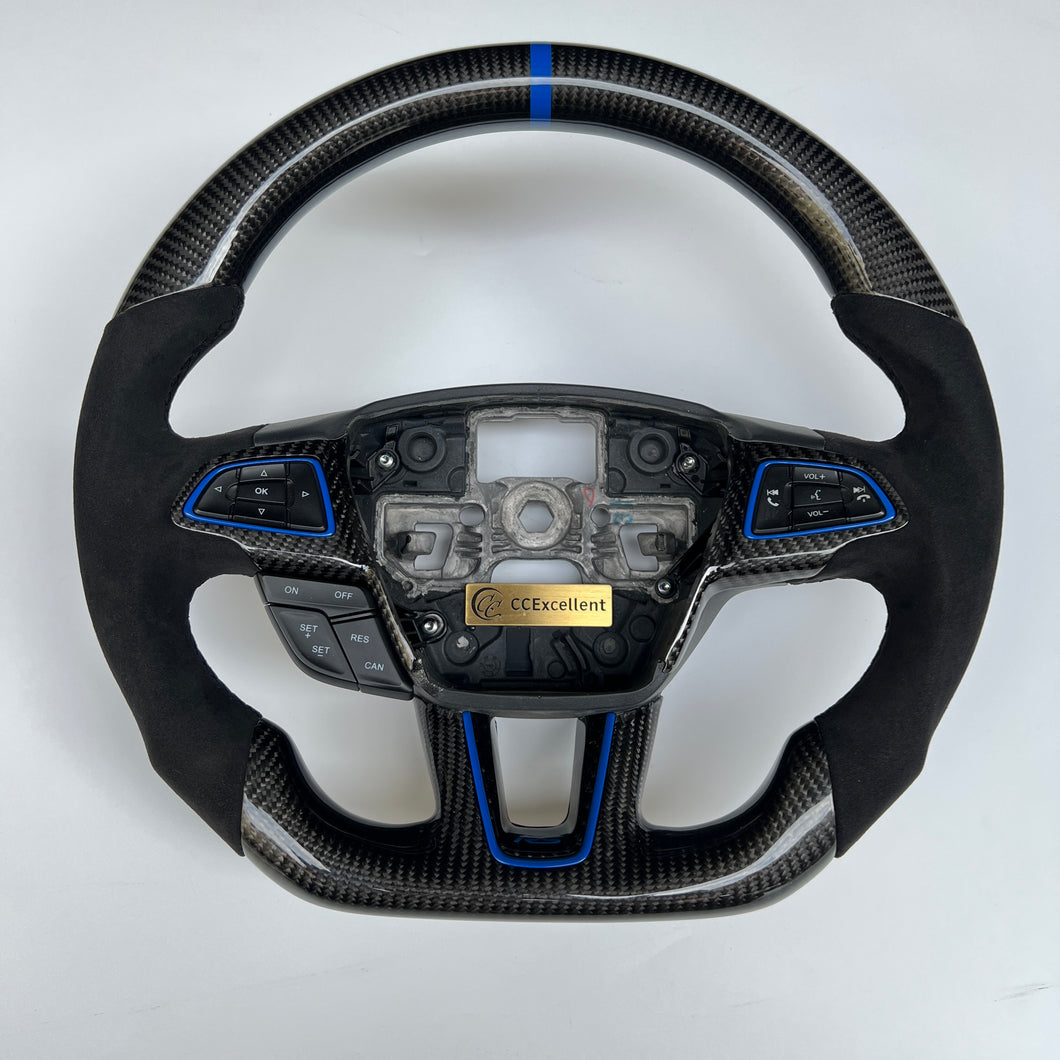 CCexcellent For Ford focus mk3 ST/RS 2015-2018 carbon fiber steering wheel with black Alcantara