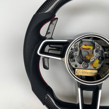 Load image into Gallery viewer, CCexcellent  For Porsche 2017 2018 2019 911 Carrera models carbon fiber wheel with black perforated leather sides
