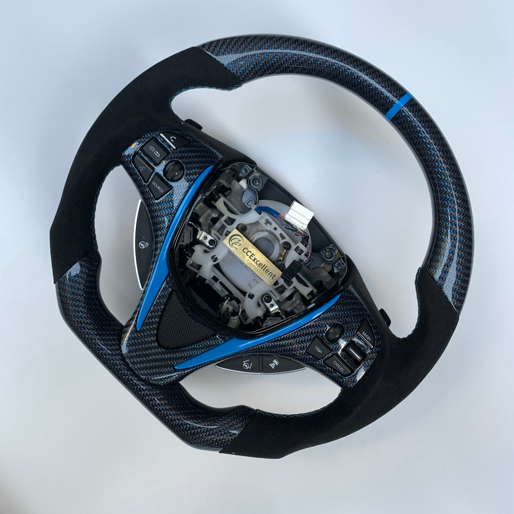 CCexcellent  For Acura MDX 2018 2019 2020 2021 2022 carbon  fiber steering wheel with black Italian alcantara sides