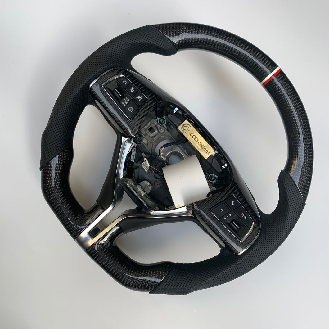 CCexcellent  For MASERATI GHIBLI M157 2014 2015 2016 2017 2018 2019 carbon fiber wheel with black perforated leather sides
