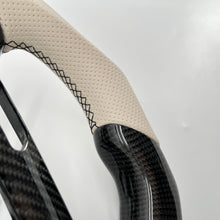 Load image into Gallery viewer, CCexcellent For Infiniti G37 2008/2009/2010/2011/2012/2013 carbon fiber steering wheel with white perforated leather
