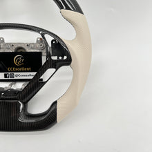 Load image into Gallery viewer, CCexcellent For Infiniti G37 2008/2009/2010/2011/2012/2013 carbon fiber steering wheel with white perforated leather

