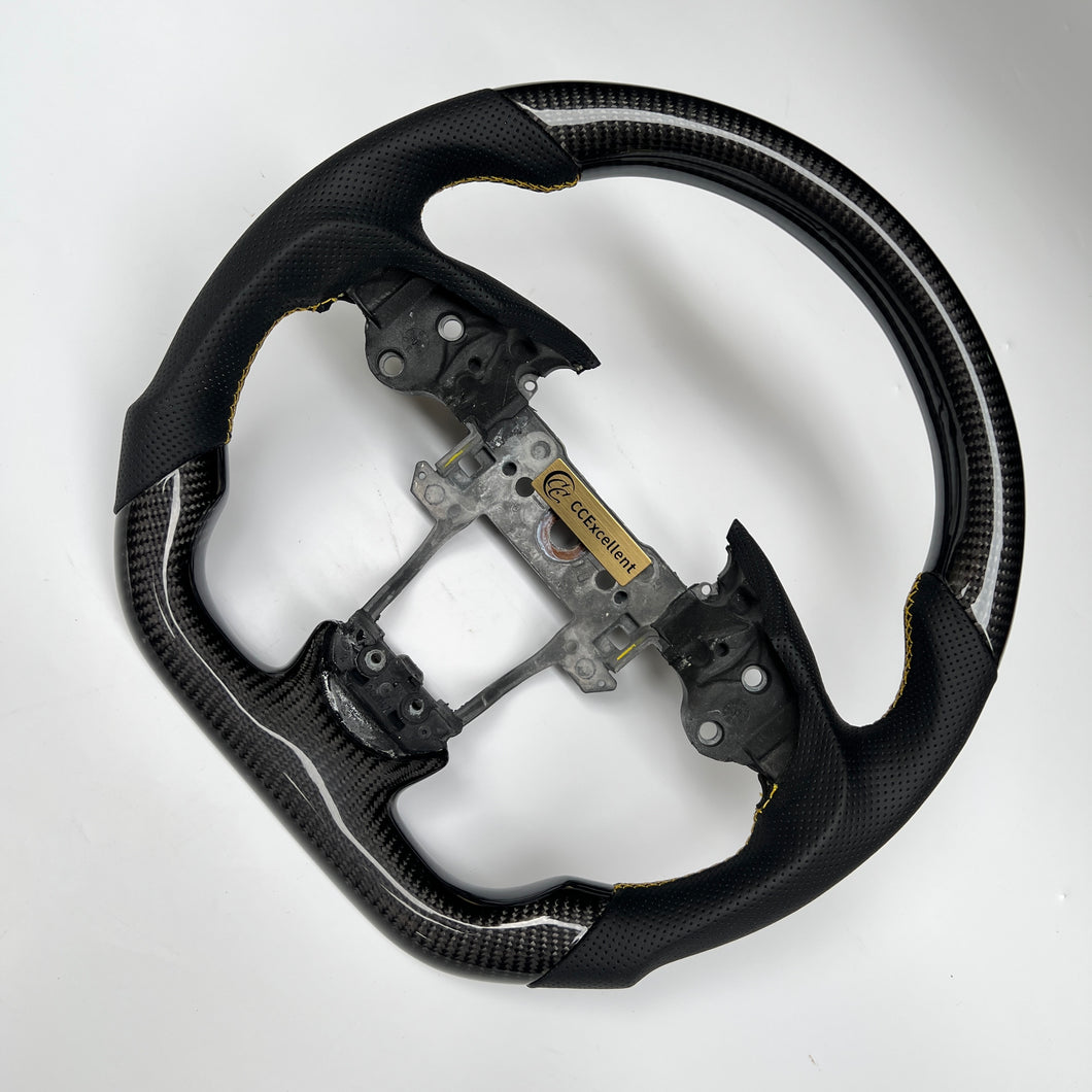 CCexcellent  For Acura TL 2009 2010 2011 2012 2013 2014 carbon steering wheel with black perforated leather sides