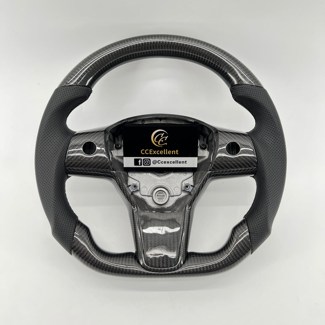 CCexcellent For Tesla Model Y 2017-2021 carbon fiber steering wheel