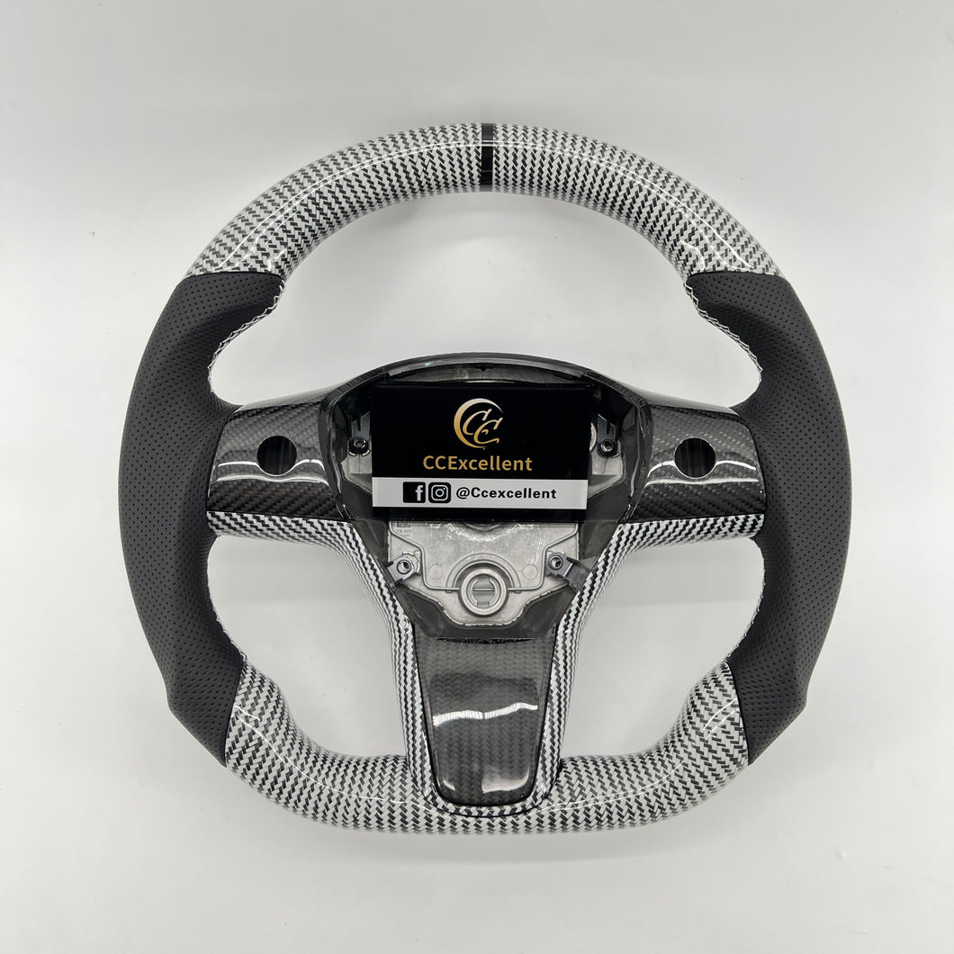 CCexcellent For Tesla 2017-2021 Model Y carbon fiber steering wheel