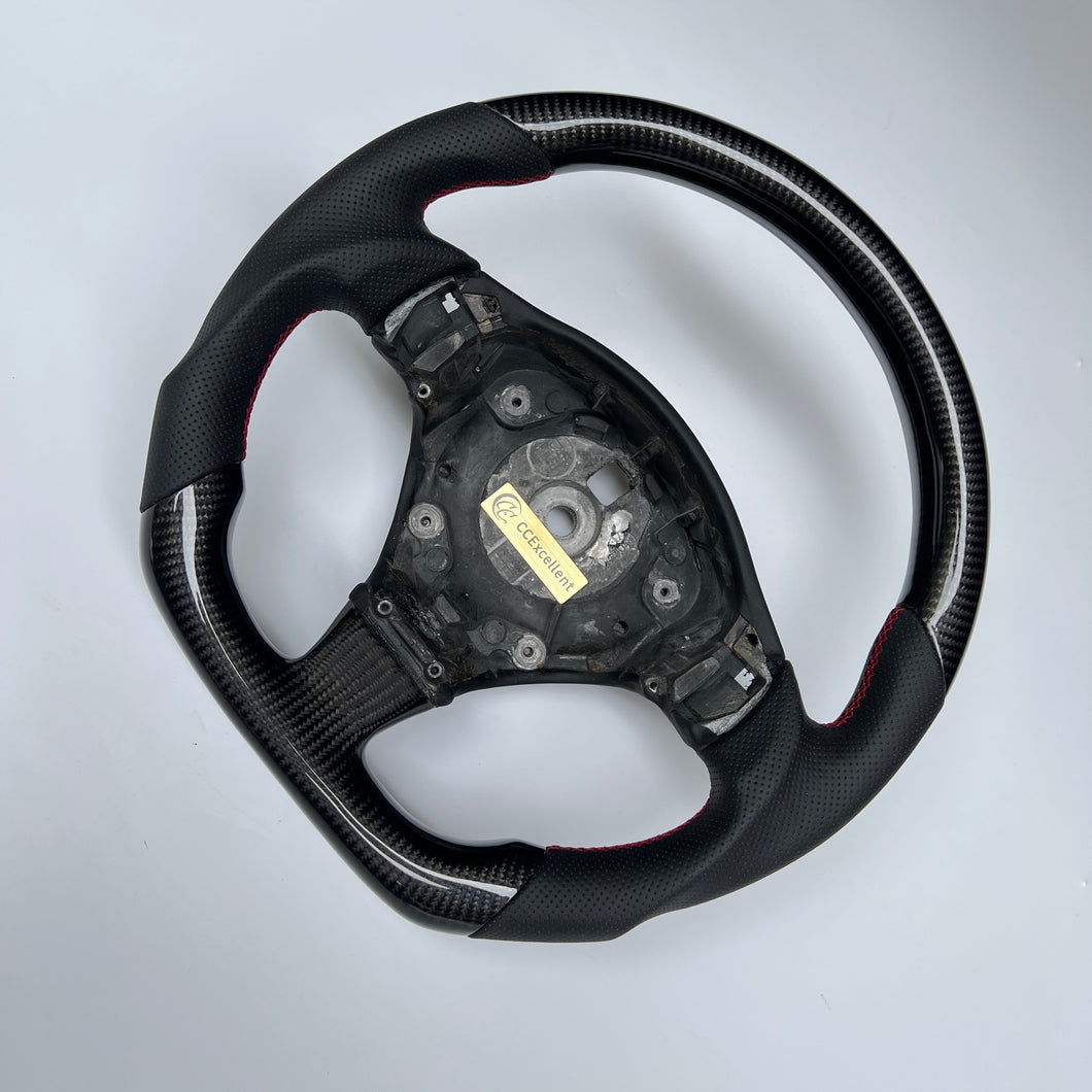 CCexcellent For 2008 2009 2010 2011 2012 2013 2014 2015 2016 2017 2018 2019 Maserati Gran Turismo carbon fiber steering wheel with black perforated leather sides