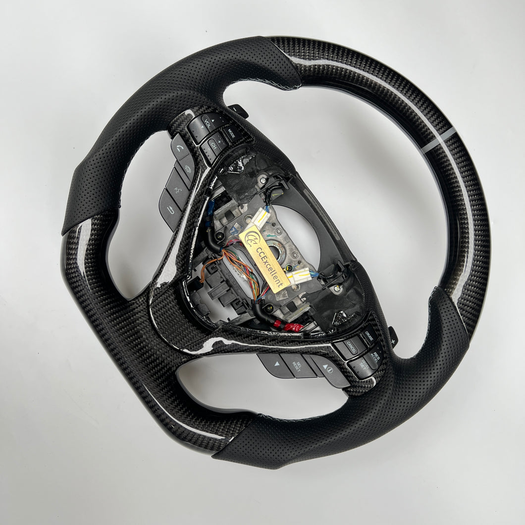 CCexcellent  For Acura TL 2009 2010 2011 2012 2013 2014 carbon steering wheel with black perforated leather sides