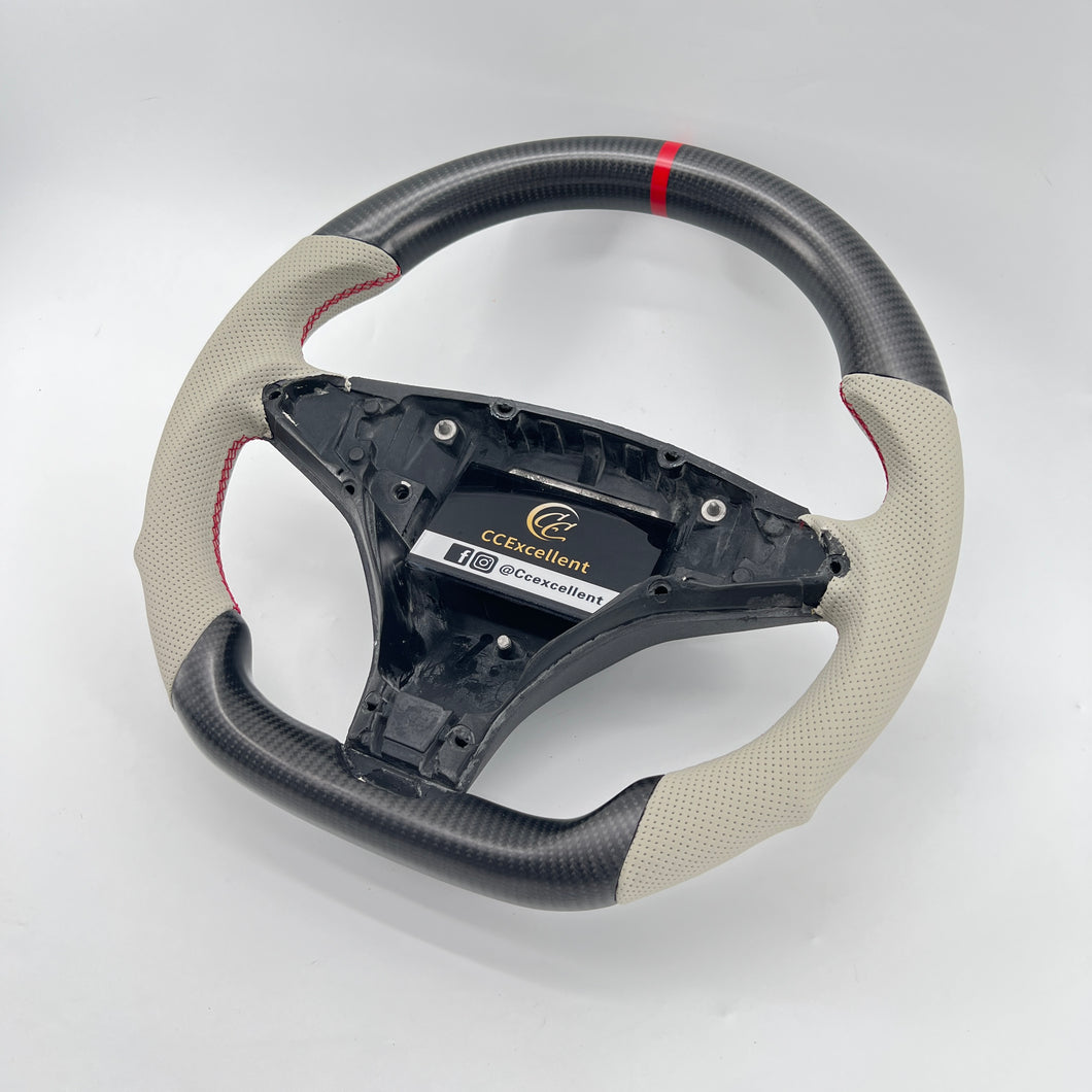 CCExcellent for tesla model s/x 2012-2021 carbon fiber steering wheel red stitching