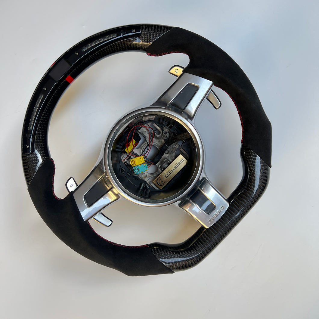 CCexcellent  For Porsche  Panamera  2009 2010 2011 2012 2013 2014 2015 2016  carbon fiber steering wheel with LED at the top
