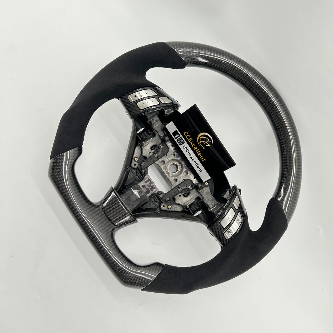 CCexcellent  For Acura TSX 2004 2005 2006 2007 2008  carbon  fiber steering wheel with black Italian alcantara sides
