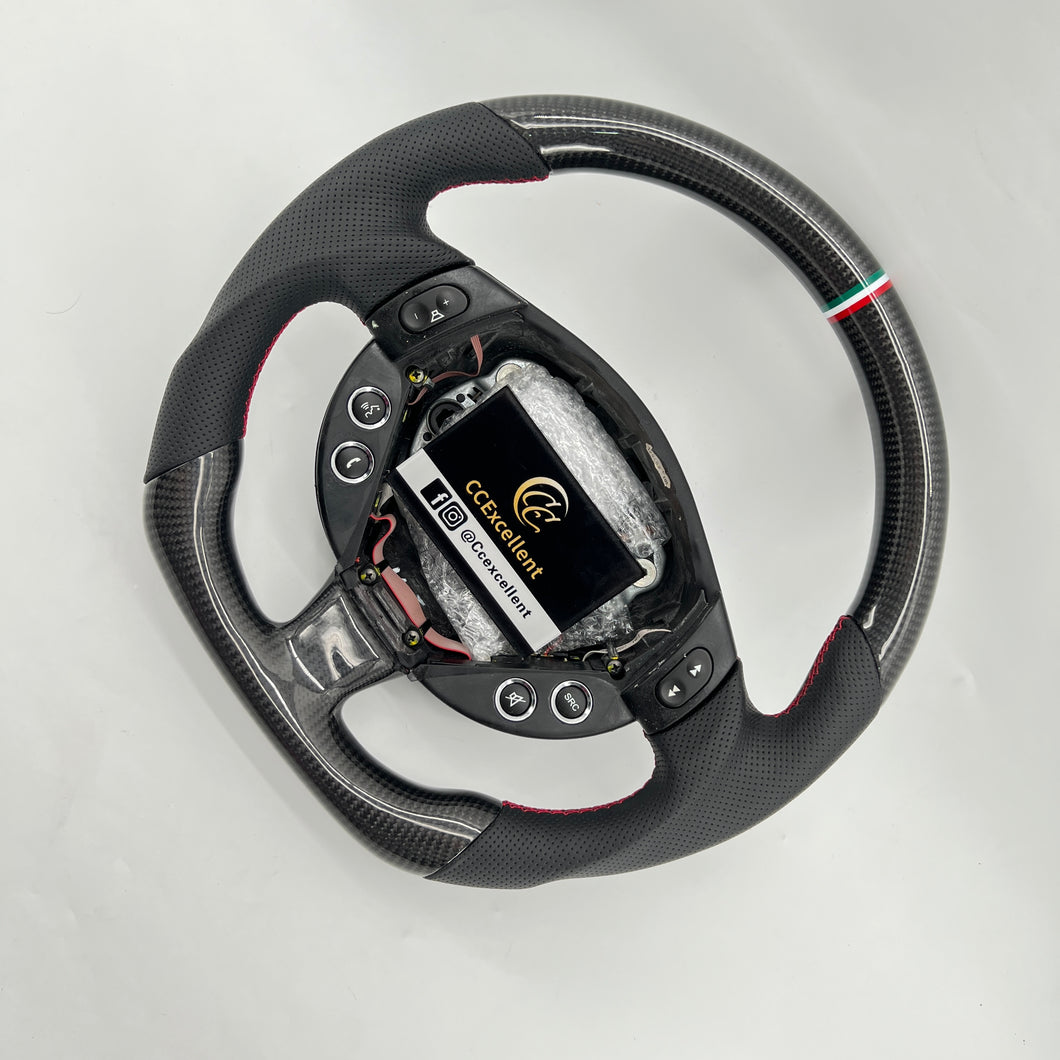 CCexcellent  For 2008 2009 2010 2011 2012 2013 2014 2015 2016 2017 2018 2019 Maserati Gran Turismo  carbon fiber steering wheel with black perforated leather sides