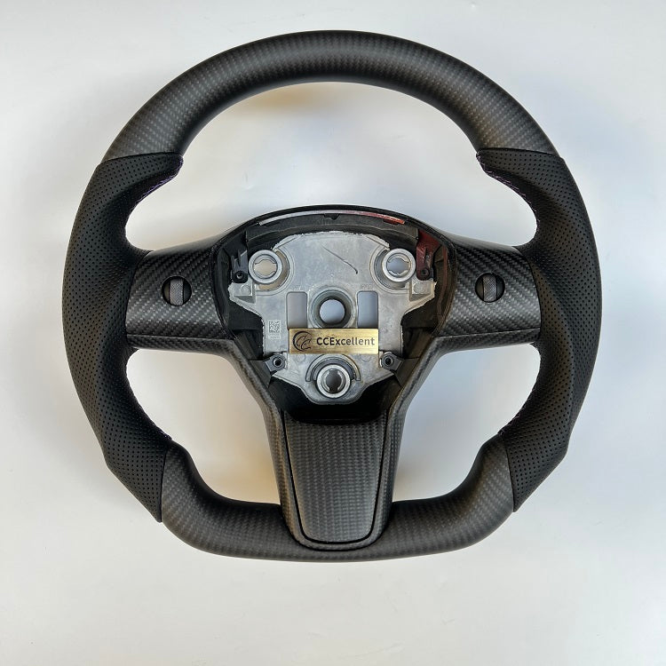 CCexcellent For Tesla Model Y 2017 2018 2019 2020 2021 carbon fiber steering wheel