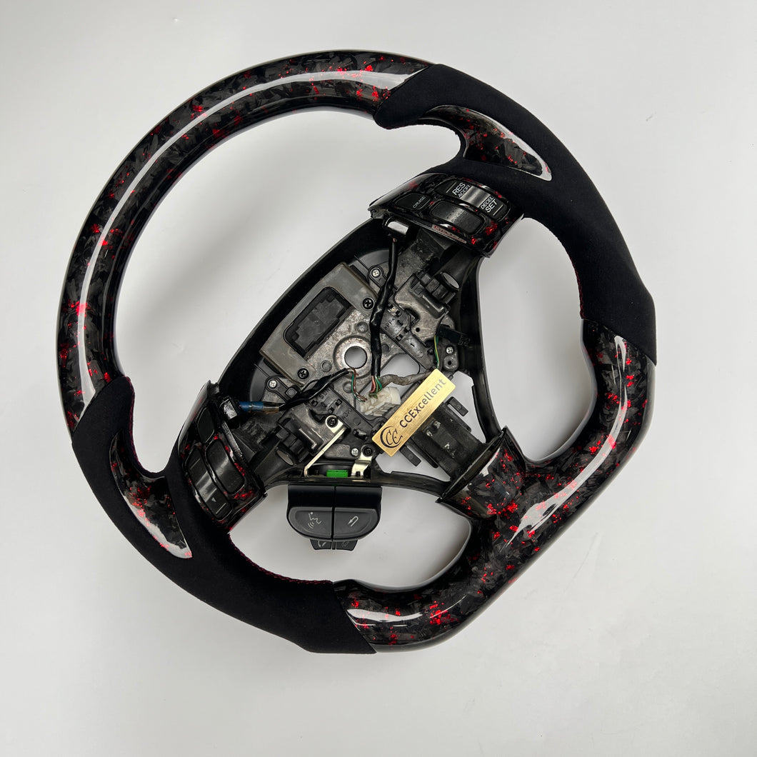CCexcellent  For Acura TSX 2004 2005 2006 2007 2008 carbon  fiber steering wheel with black Italian alcantara sides