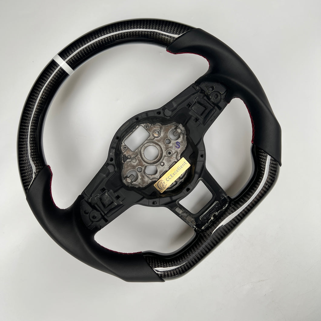 CCExcellent for Volkswagen MK7 2015-2019 carbon fiber steering wheel red stitching