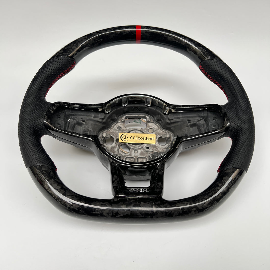 CCExcellent for Volkswagen MK7 2015-2019 carbon fiber steering wheel black perforated leather