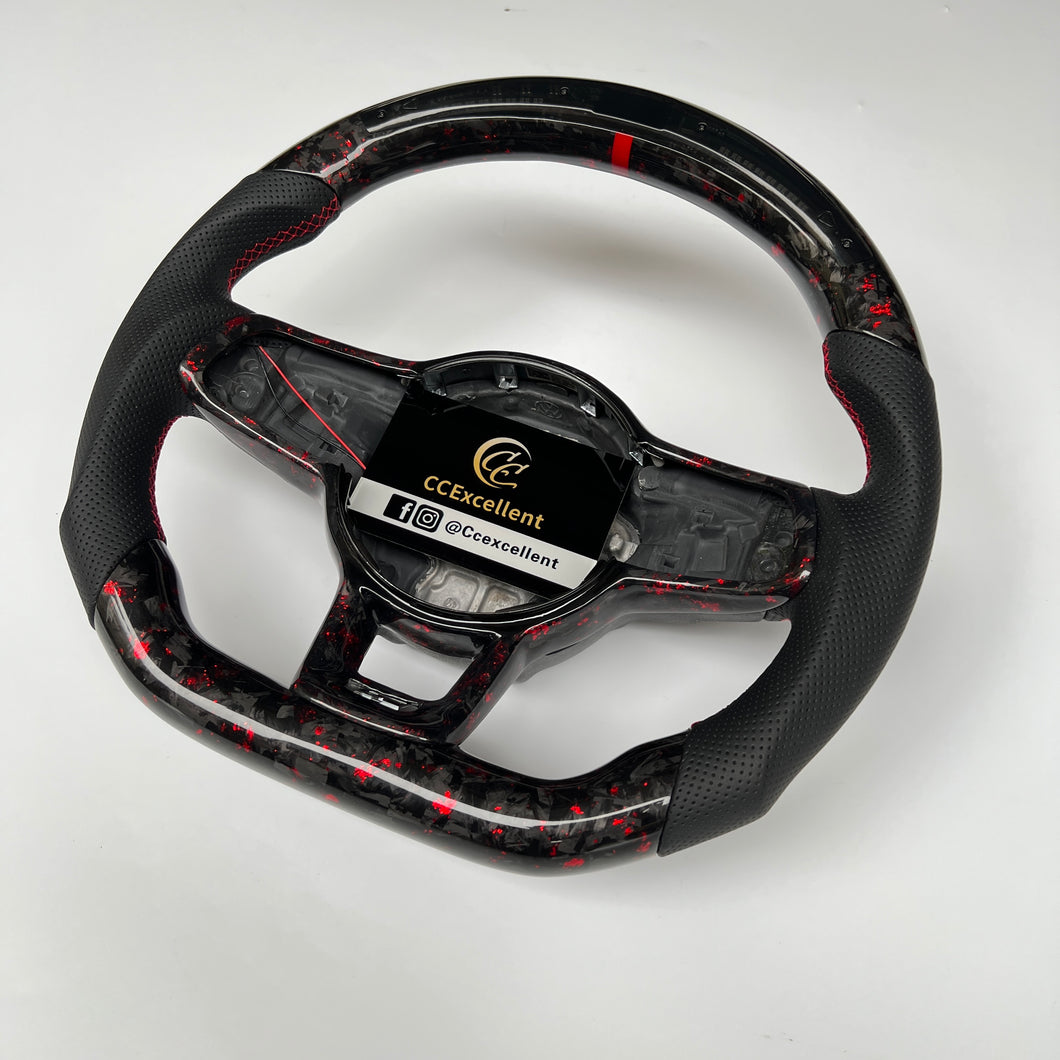 CCExcellent for Volkswagen MK7 2015-2019 carbon fiber steering wheel black perforated leather