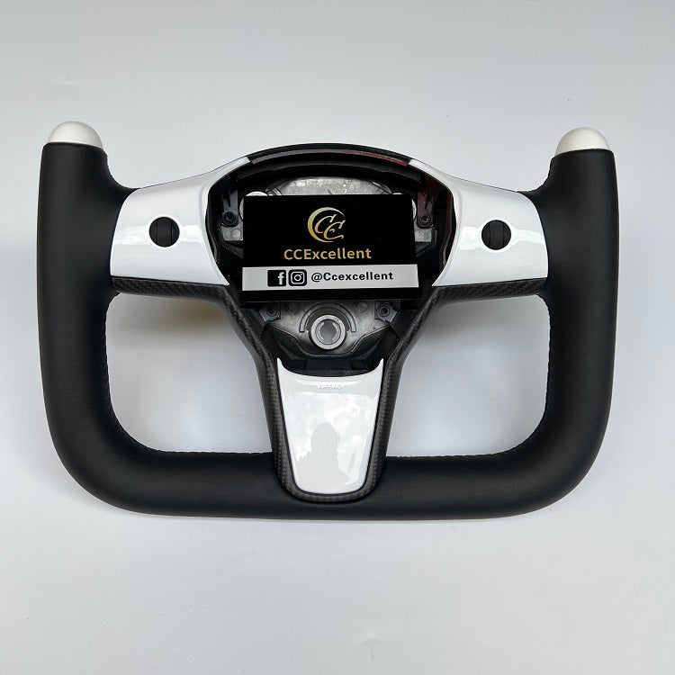 CCexcellent For Tesla2017-2021 Model Y carbon fiber steering wheel with F1 style shape