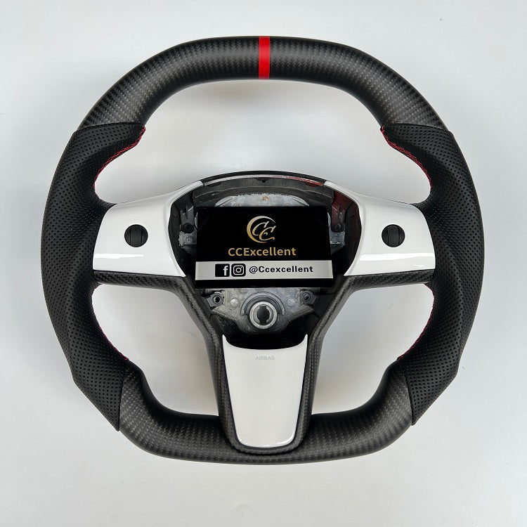 CCexcellent For Tesla 2017-2021 Model Y carbon fiber steering wheel