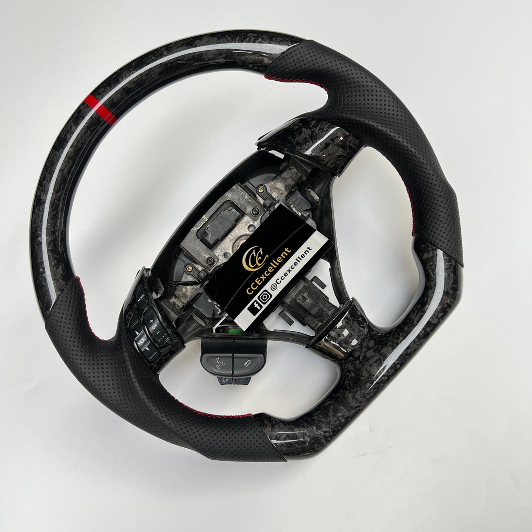 CCexcellent  For Acura 2004 2005 2006 2007 2008 TSX carbon  fiber steering wheel with black perforated leather sides