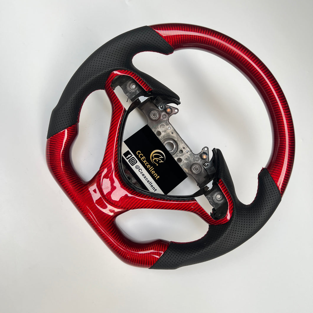 CCexcellent  For Acura TSX 2009 2010 2011 2012 2013 2014 carbon steering wheel with black perforated leather sides