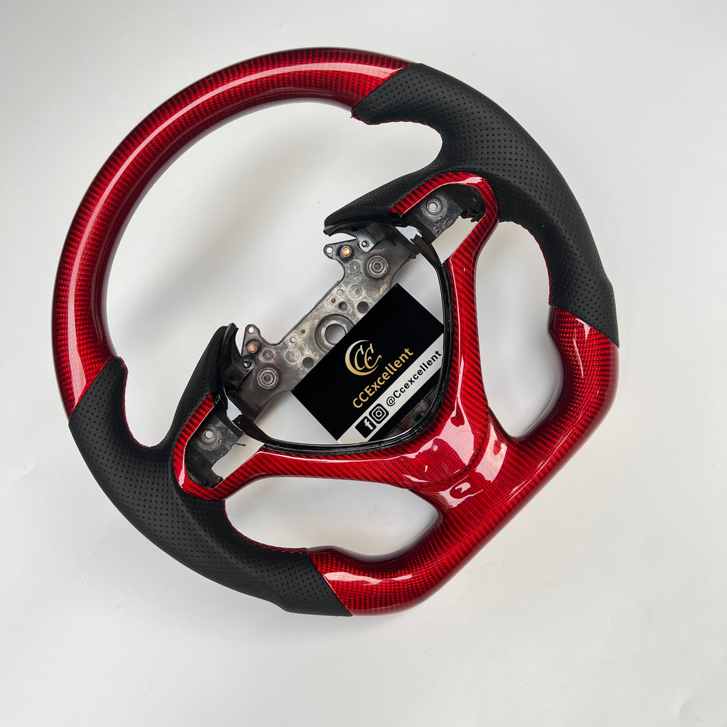 CCexcellent  For Acura TSX 2009 2010 2011 2012 2013 2014 carbon fiber wheel with black perforated leather sides